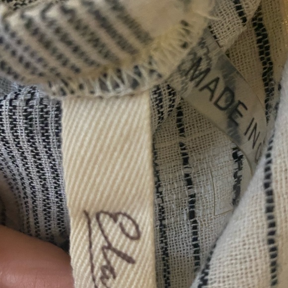 Elan linen strapless jumpsuit / coverup with pockets size small ivory and black - Picture 6 of 6